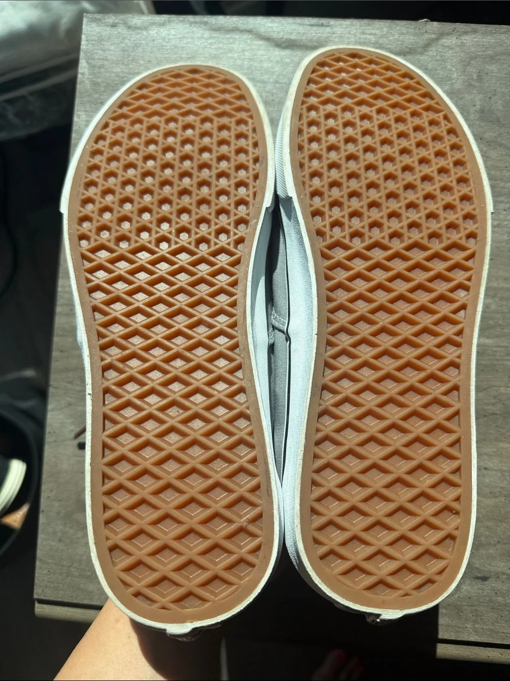 Vans Men’s Gray Canvas Low-Top Sneakers with Brown Laces & Brown Leather Heel